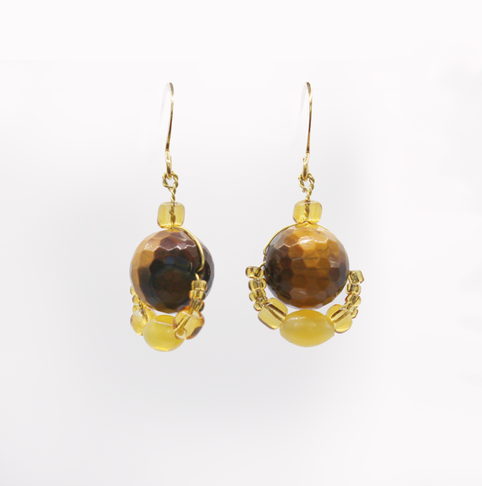 Handmade Tigers Eye and vintage glass beaded earrings. 